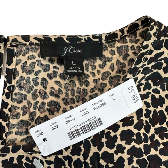 J. CREW Leopard Print Poplin Short Puff Sleeve Crisp Animal Cheetah Size Large - Picture 11 of 17